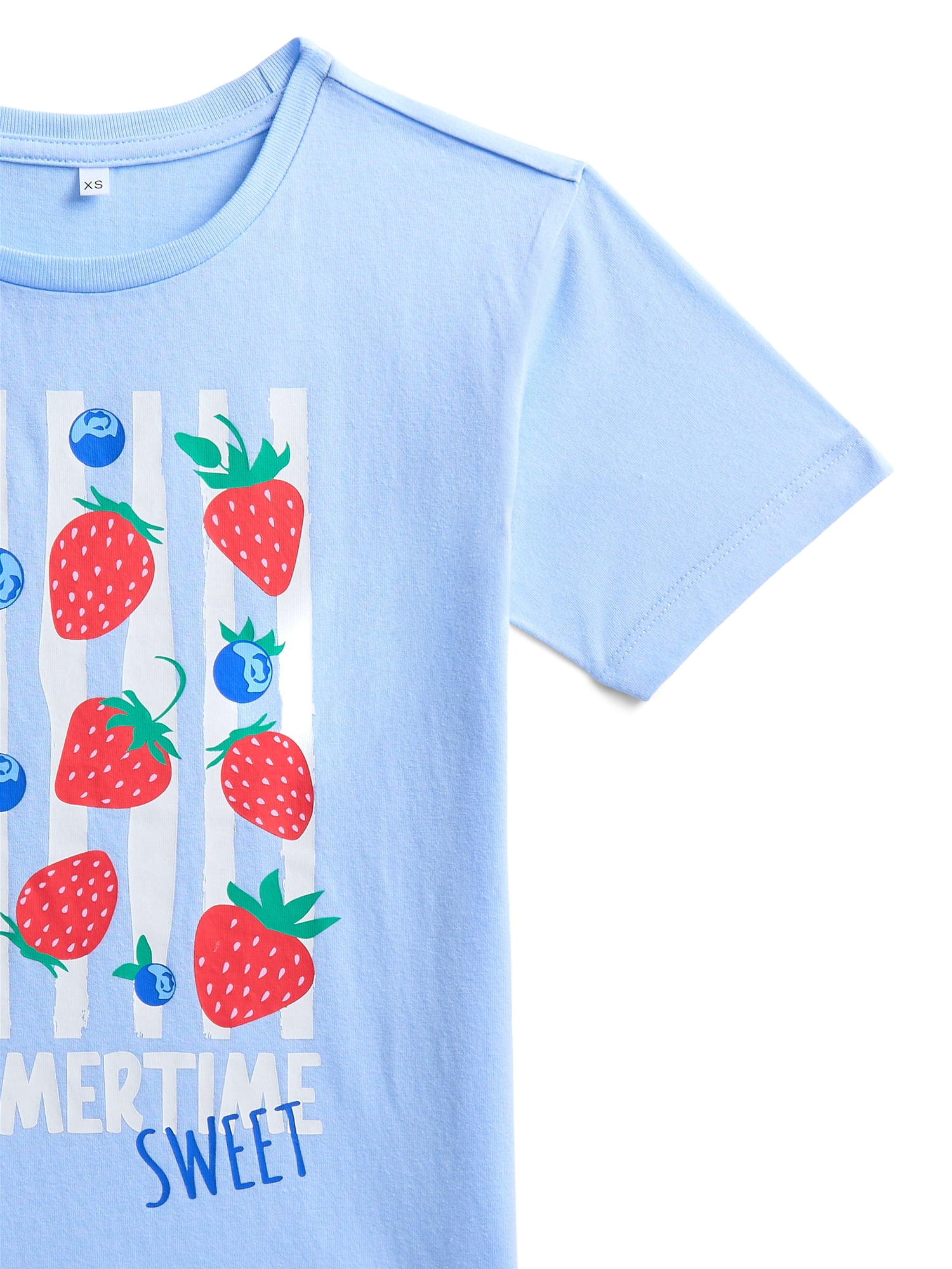 Wonder Nation Girls Berry Cute Graphic Tee with Short Sleeves, Sizes 4-18