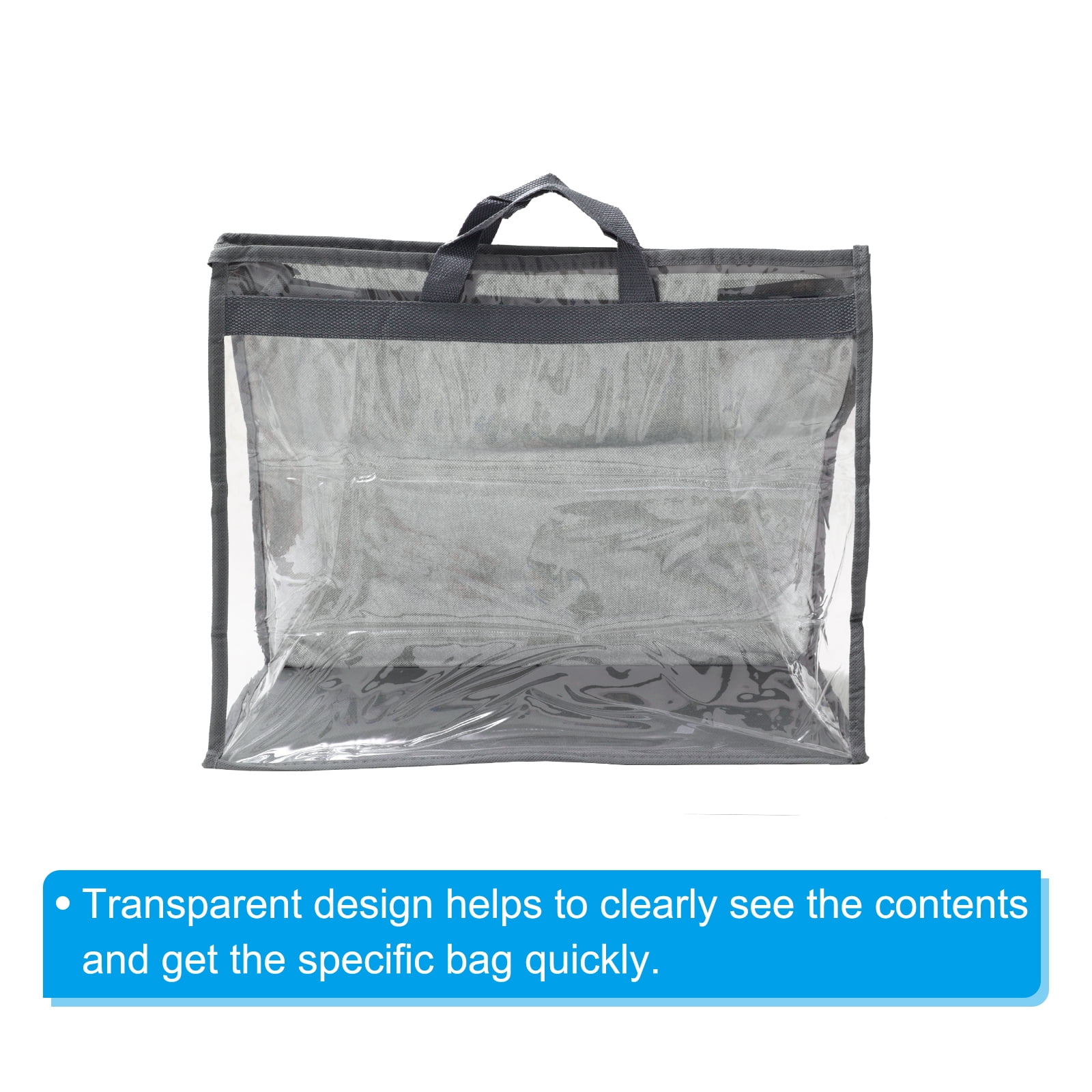 Unique Bargains Handbag Dust Bags Clear Storage Organizer Dustproof Cover Gray XXL
