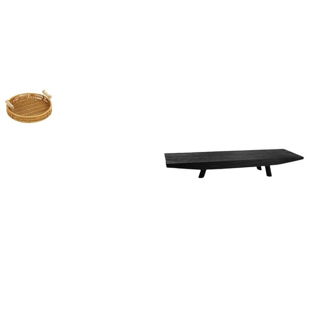 Cestas de almacenamiento,Cestas de almacenamiento de cocina tejidas con asas hechas a mano,Cestas de pan redondas Bandejas para servir Rectángulo,Bandeja para servir,Bandeja para servir