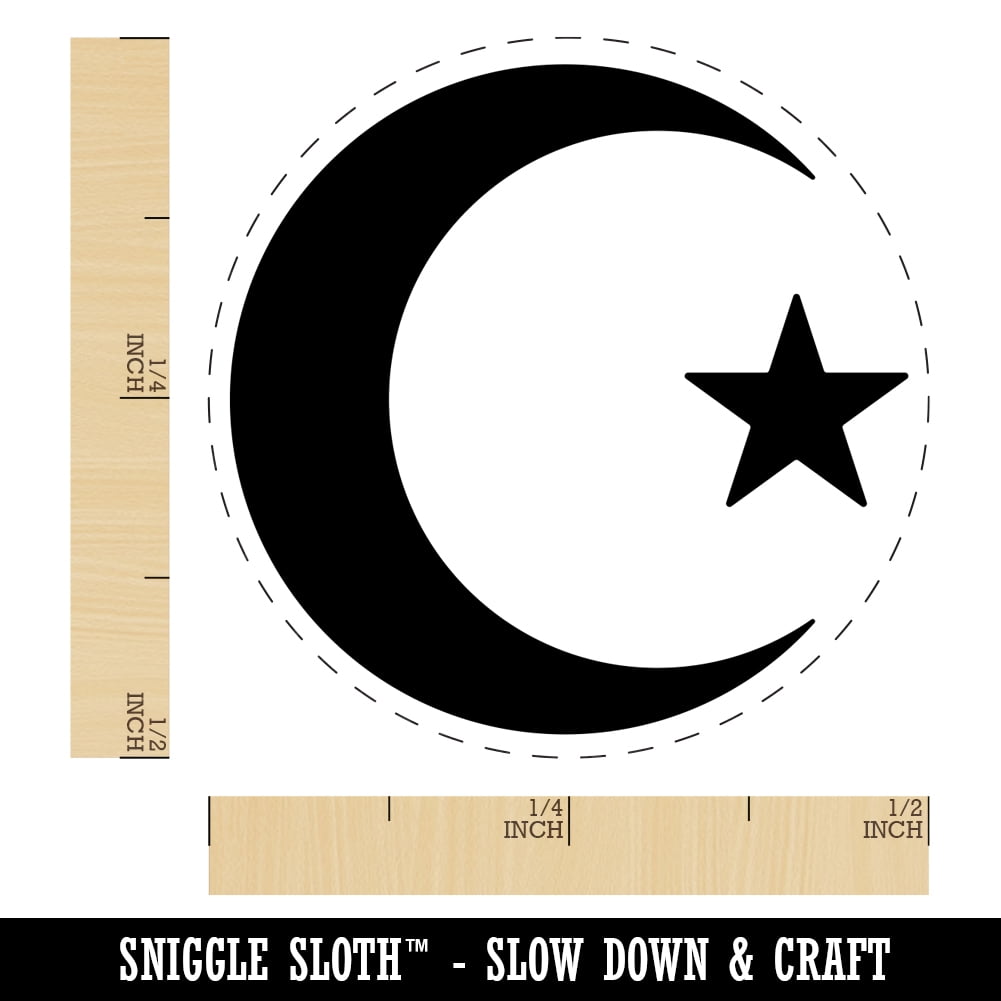 Star and Crescent Moon Islam Ottoman Self-Inking Rubber Stamp Ink Stamper - Dry Pad (No Ink) - Mini 1/2 Inch