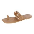 thumbnail image 3 of Womens Casual Vacation Open Toe Decorative Buckle Chain Solid Flat Beach Sandals, 3 of 8