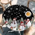thumbnail image 2 of Black Christmas Round Tablecloth, Fitted Table Cover with Elastic for 36"-44" Round Tables, Snowman Xmas Tree Snowflake Winter Table Cloth Outdoor Indoor Dinning Party Waterproof Tablecloths, 2 of 7