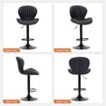 thumbnail image 2 of AFO Swivel Bar Stools Set of 4, Adjustable Height Barstools with Shell Back, Modern PU Leather Kitchen Island Chairs for Dining Room, Home Bar, Pub, Black, 2 of 11