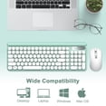 thumbnail image 4 of Wireless Keyboard and Mouse Combo, RaceGT 2.4G USB Typewriter Keyboard, Silent Mouse, Quiet Cordless Cute Retro Round Keycaps Keyboard Mouse Set, for Mac Windows PC Laptop, LT400-Green, 4 of 10