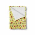 thumbnail image 2 of Summer Soft Flannel Fleece Throw Blanket, Pattern with Watermelon Slices Roller Skates and Ice Cream, Cozy Plush for Indoor and Outdoor Use, 50" x 60", Pastel Yellow Multicolor, by Ambesonne, 2 of 6