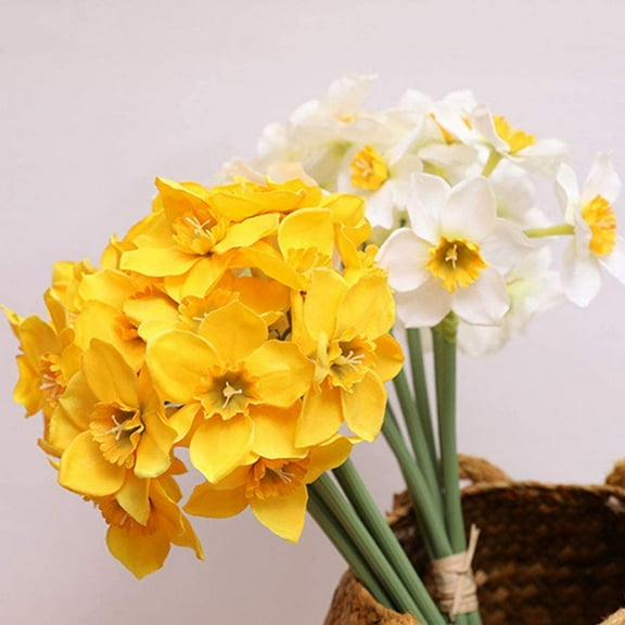 Visland 6PCS Artificial Narcissus Bouquet, Artificial Daffodils Flowers for Indoor Outdoor Home Office Garden Patio Yard Table Wedding Farmhouse Centerpieces Pot Decor