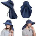 thumbnail image 2 of Sombrero para el sol, anti rayos UV, para senderismo, con protección para el cuello, de ala ancha, sombrero de pescador, plegable, ajustable, de malla transpirable, para hombres y mujeres, azul, 2 of 5