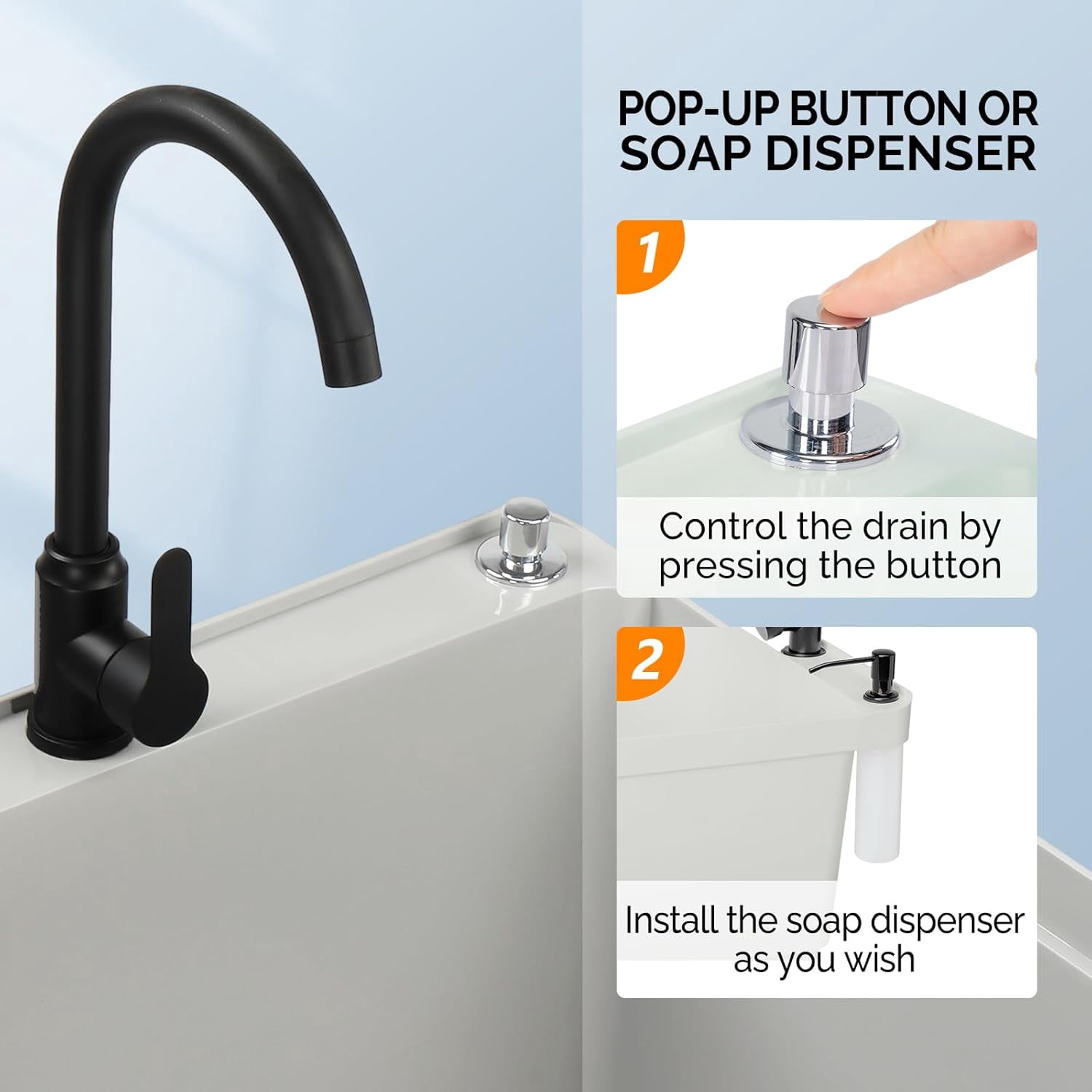 ROVSUN Plastic Utility Sink, Freestanding Sink with Hot&Cold Faucet, Soap Dispenser, Drain Plug and Iron Legs with Storage shelf, Perfect for Basement, Laundry Room, Garage (Grey)