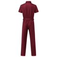 thumbnail image 5 of MRULIC jeans for men With Pockets Zipper Solid Men's Spring Color Tooling Lace-up Pants Jumpsuit Short-sleeved And Summer Rompers Men's pants Men Cargo Pants Red + 3XL, 5 of 9