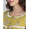 thumbnail image 5 of Moomaya Women's Cotton Maxi Nightdress | Printed A-Line Sleepwear | 3/4 Sleeve Round Neck Lounge Dress, 5 of 8