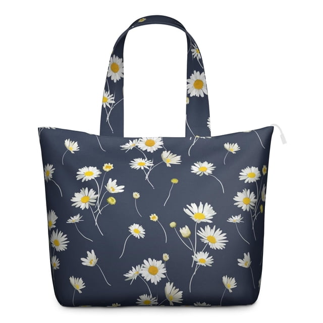 Wildflower Daisy Travel Tote Boho Vintage Weekender Bag, , Large Capacity, Adjustable Shoulder Strap