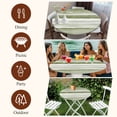 thumbnail image 7 of Sage Green Stripes Round Tablecloth, Fitted Table Cover with Elastic for 55"-60" Round Tables, Watercolor Gradient Abstract Striped Table Cloth Outdoor Indoor Dinning Party Waterproof Tablecloths, 7 of 7
