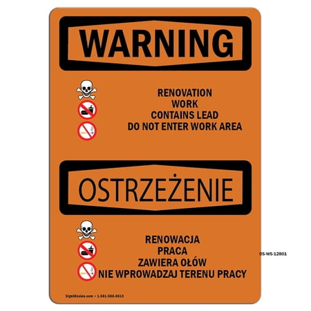 OSHA WARNING Sign - Renovation Work Contains Lead | Decal | Protect Your Business Construction Site Warehouse & Shop Area | Made in the USA