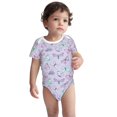thumbnail image 2 of Xecao Purple Butterfly Pattern Baby Climbing Bodysuit Short Sleeve Onesie Unisex 0-12 Months Baby Shirt Newborn Outfits Crotch snap design-, 2 of 6