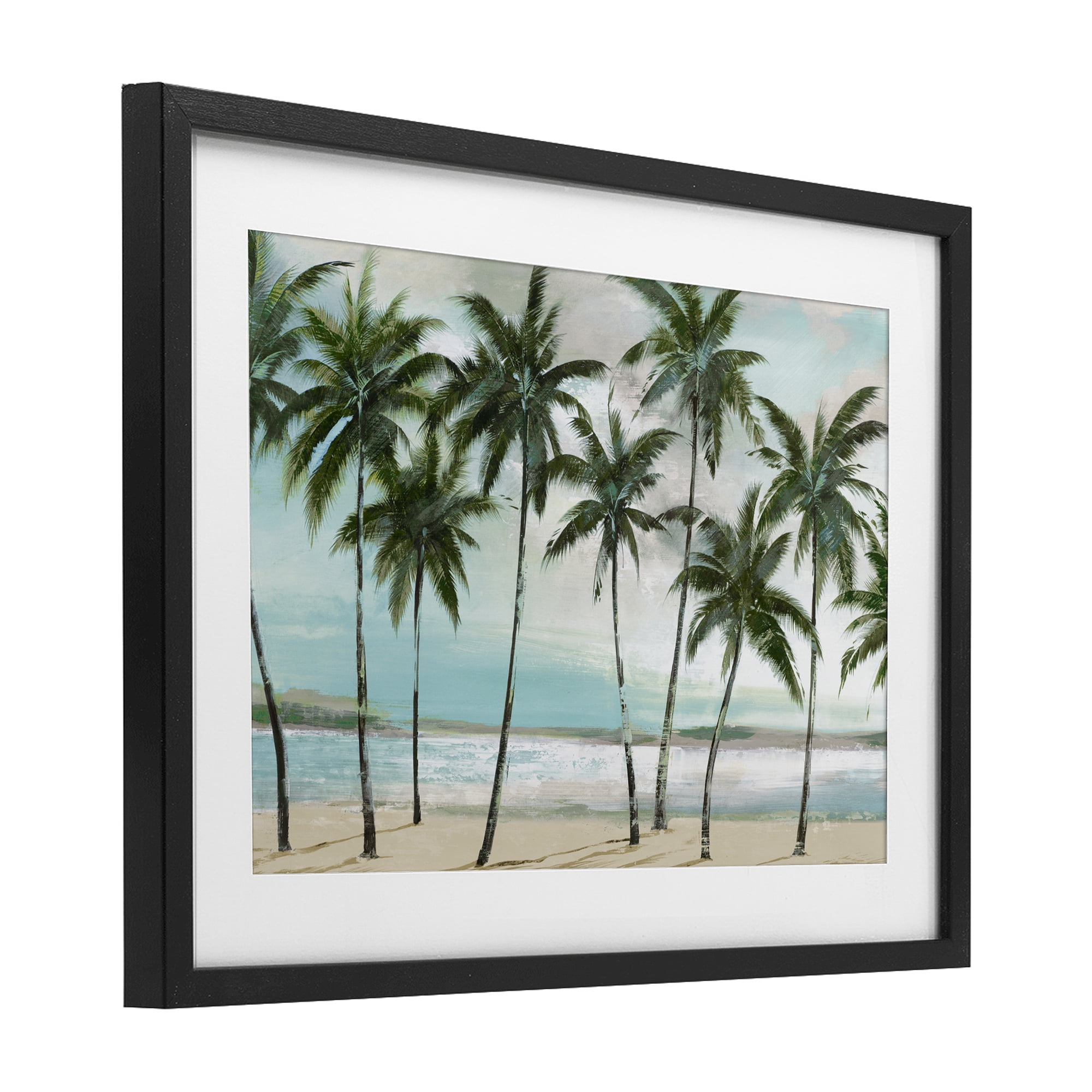 Stupell Industries Palms in A Row Coastal Black Framed Print Under Glass, design by Lorenzo Collective