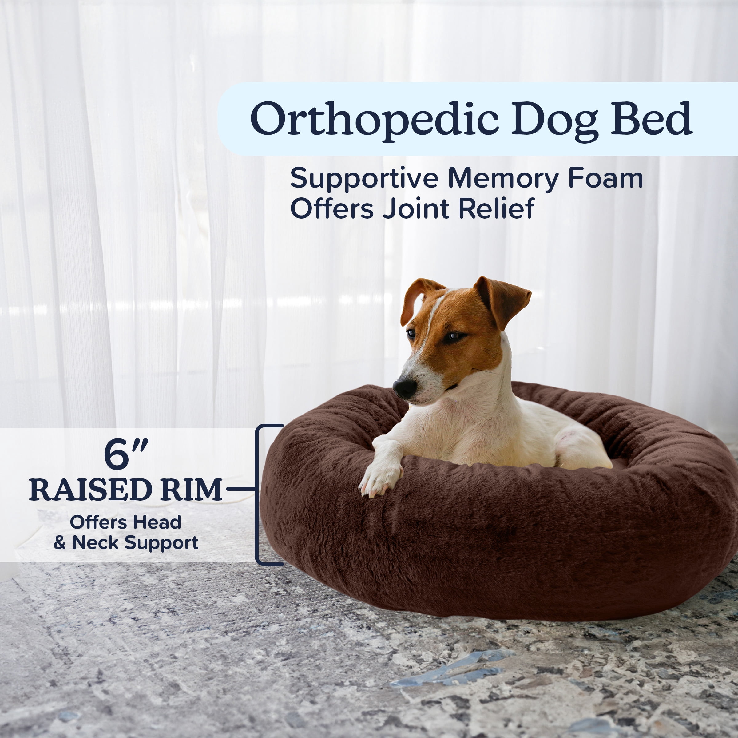 PETMAKER Dog Bed - Donut Dog Bed and Cat Bed for Small Pets (Brown)