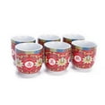 thumbnail image 2 of Set Of 6 Eastern Asian Design Ceramic Tea Cups In Red Longevity Symbol - 8 OZ Capacity Each, 2 of 6