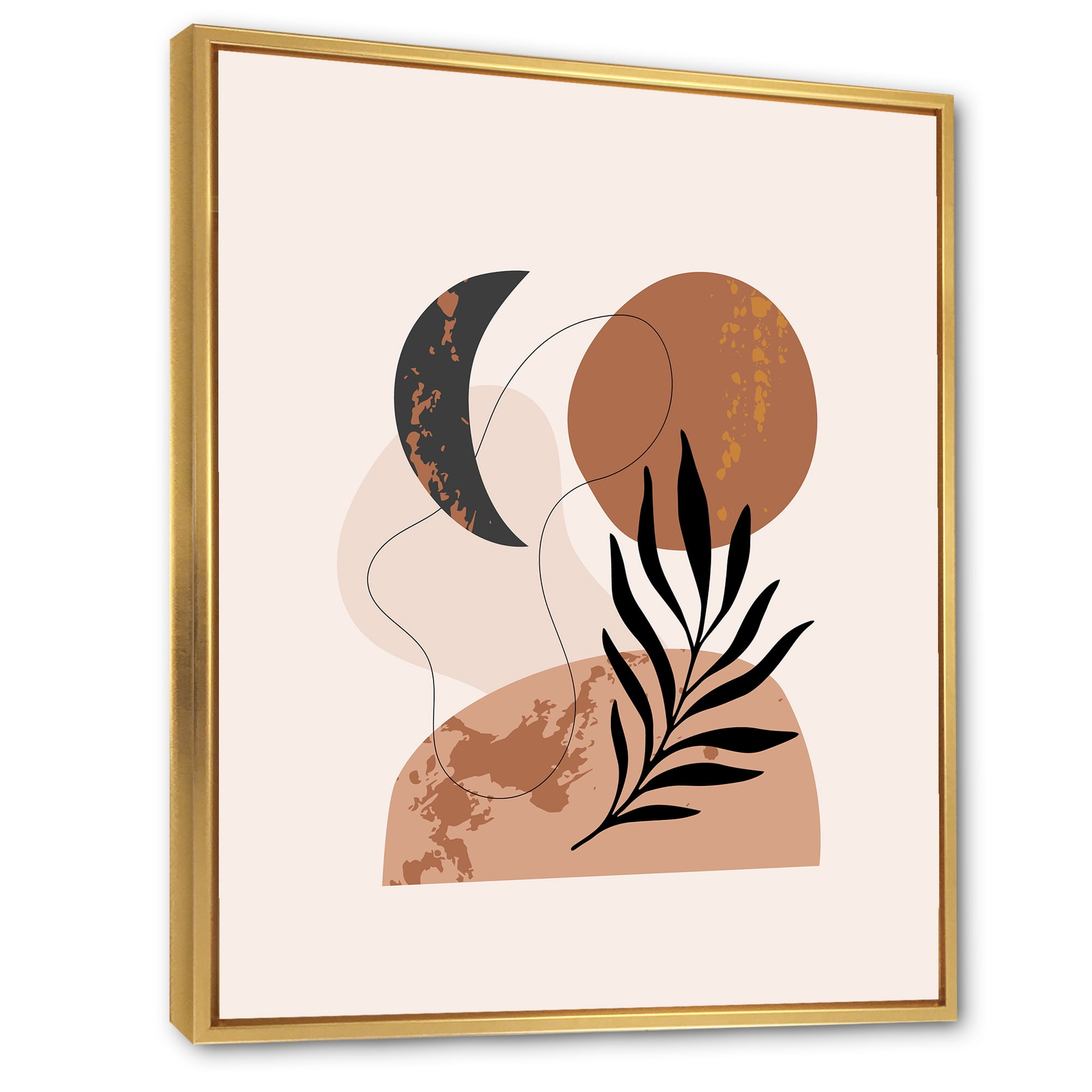 Designart 'Sun and Moon Shapes In Retro Terracotta Tones I' Modern Framed Canvas Wall Art Print