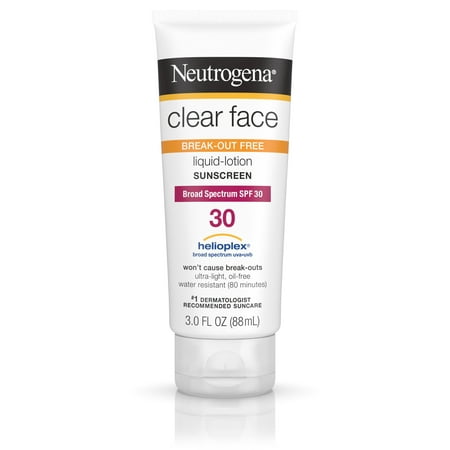 Neutrogena Clear Face Liquid Lotion Sunscreen with SPF 30, 3 fl. (Best Face Sunscreen For Mature Skin)