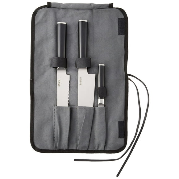 Babish German High-Carbon 1.4116 Steel Cutlery, 3-Piece w/Knife Roll