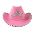 thumbnail image 2 of Sombrero De Vaquero De Fieltro, Sombrero De Vaquero Rosa, Sombrero De Vaquero De Fieltro Con Cordón Para El Cuello, Accesorios Para Disfraces De Fiesta, Disfraces Para Mujeres ANGGREK Otros, 2 of 8