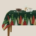 thumbnail image 4 of Christmas Square Tablecloth 70x70 Inch Forest Green Xmas Tree Snowflake Winter Holiday Theme Decorative Table Cloth Seasonal Rustic Farmhouse for Indoor Party Kitchen Dinner Picnic Decor, 4 of 5