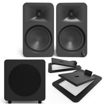 Kanto ORA4MB Pro Audio Bluetooth Desktop Speakers with a Kanto SUB8VMB Sealed Powered 8" Subwoofer and Kanto S6 Angled Desktop Speaker Stands for Large Speakers (2024)