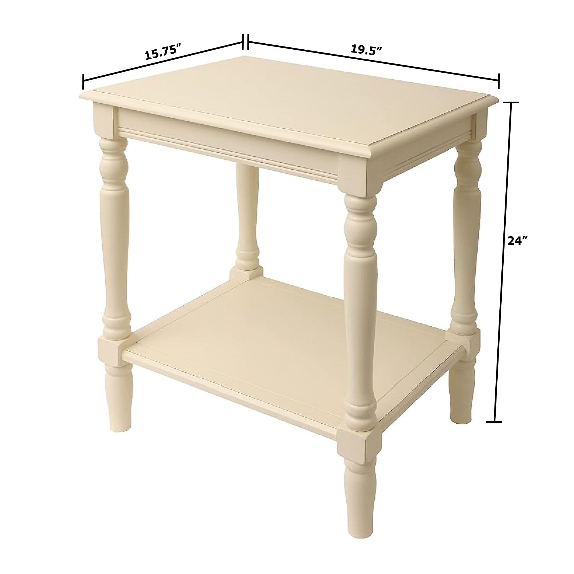 Decor Therapy Simplify End Table with Shelf, Casual, 15.7" x 19.5" x 24"- Antique White