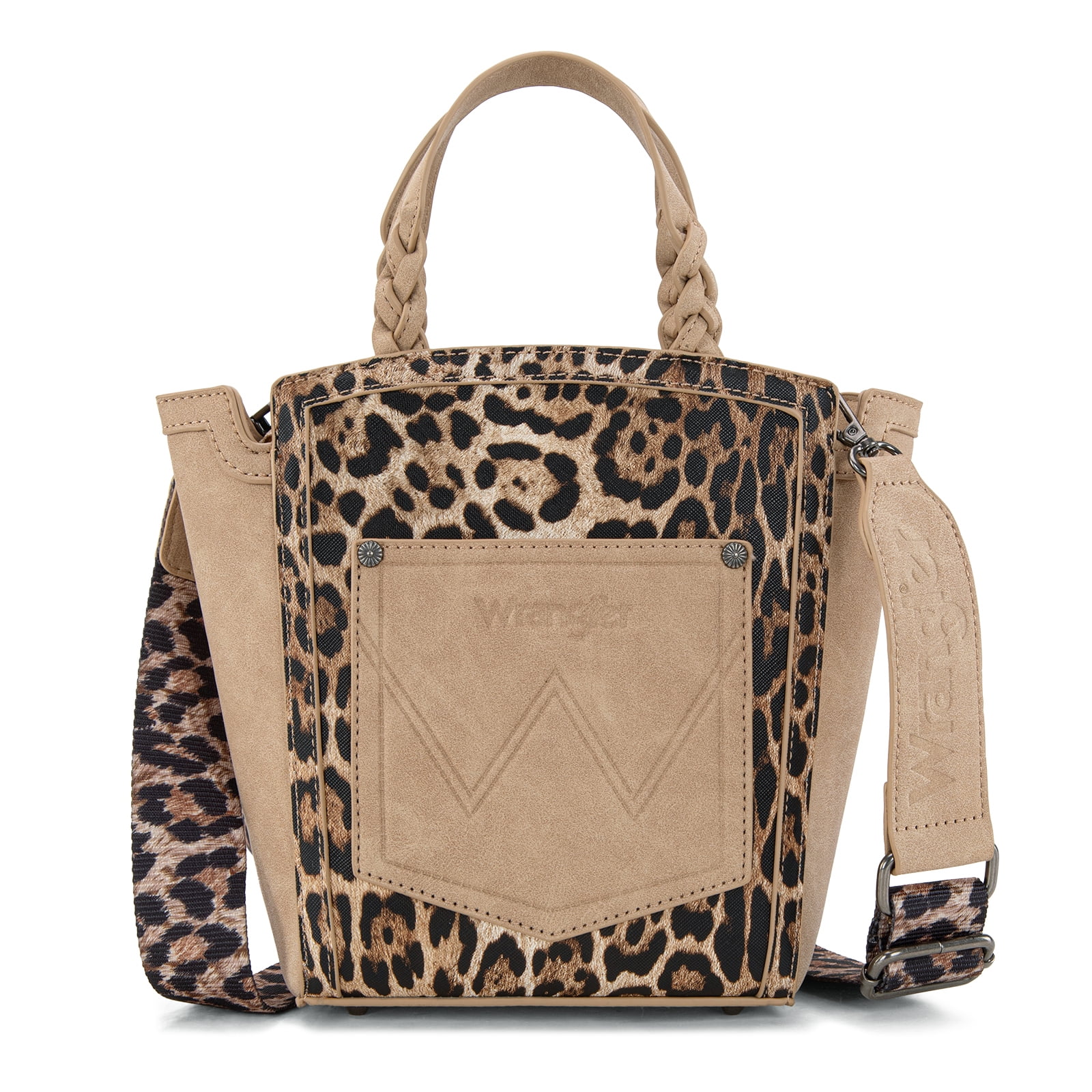 Wrangler Purse for Women Animal Print Crossbody Bags Top-Handle Shoulder Bag Leopard Print Handbag for Everyday Casual Use, Tan