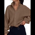thumbnail image 3 of Chaquetas de Forro para Mujer, Sudaderas Extragrandes con Cremallera, Ropa de Invierno, Conjuntos de Larga y Corte Corto para Otoño. Color Caramelo S, 3 of 9