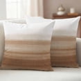 thumbnail image 2 of Brown White Ombre Outdoor Pillow Covers 24x24 Set of 2,Waterproof Patio Throw Pillowcase Protectors,Vintage Farmhouse Abstract Striped Decorative Pillow Shams Cushion Covers for Seat Bed Couch Sofa, 2 of 8
