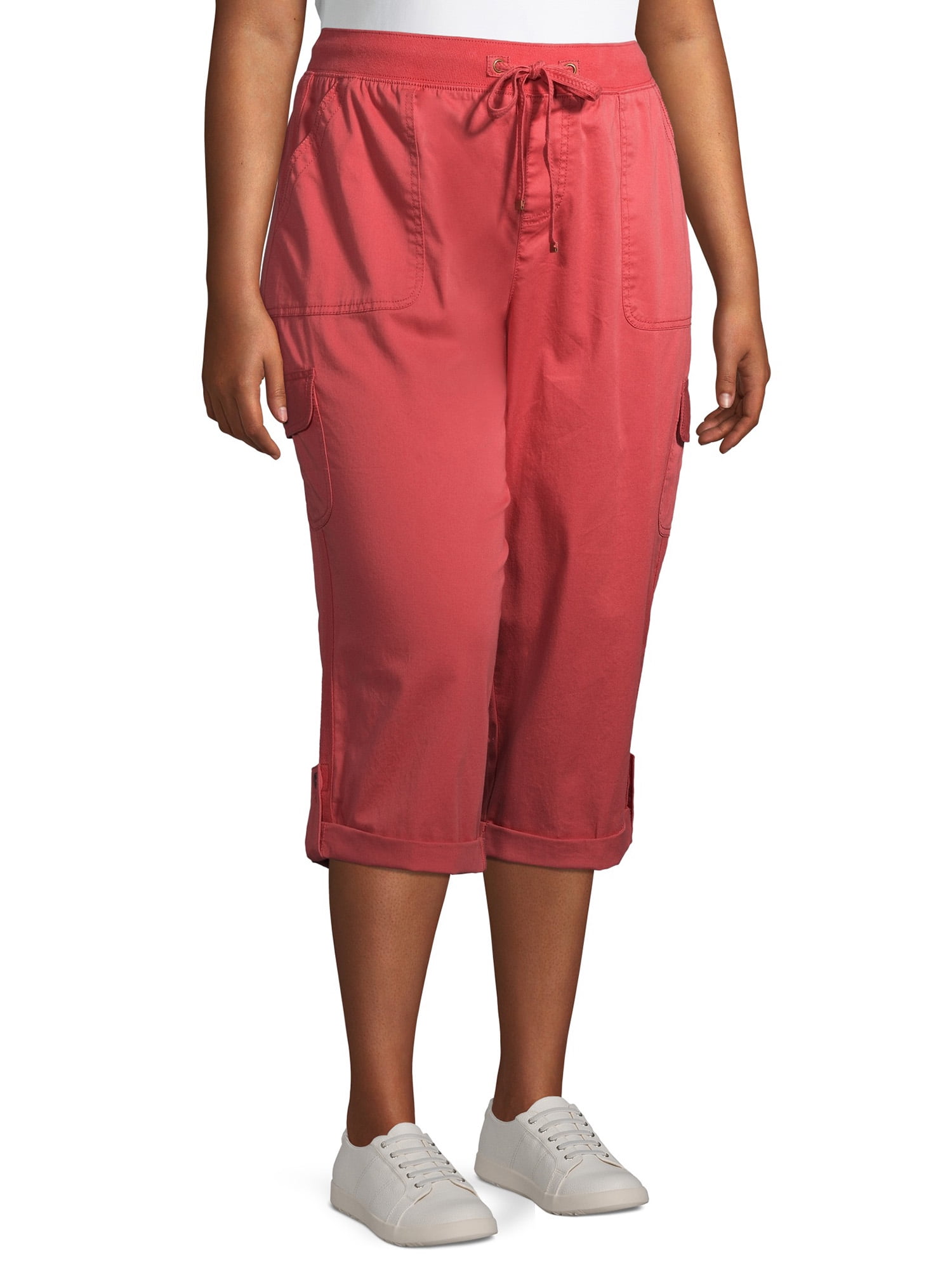Terra \u0026 Sky Women's Plus Size Cargo Capri with Taping - Walmart.com