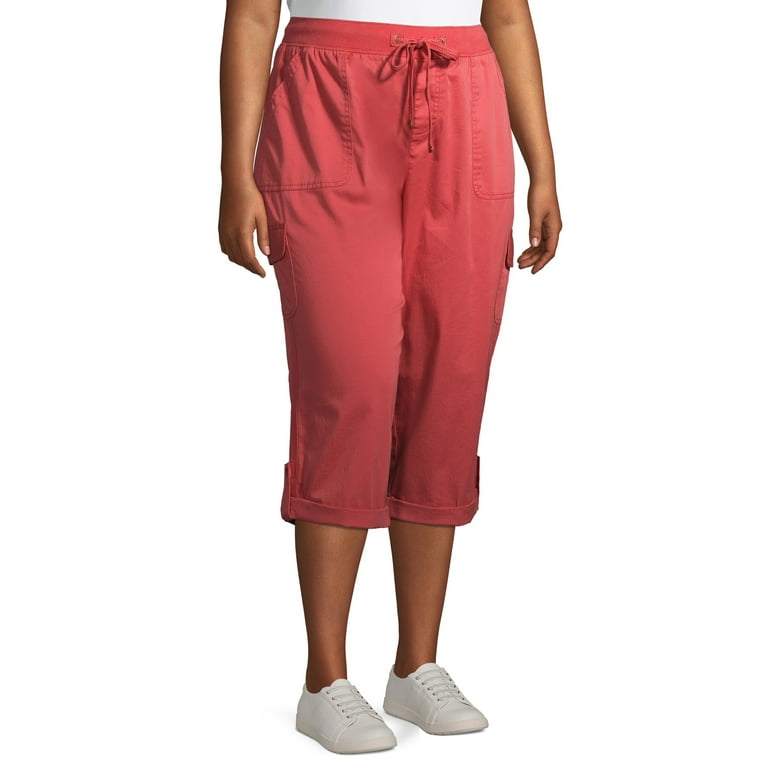 Terra Sky Women s Plus Size Cargo Capri with Taping Walmart