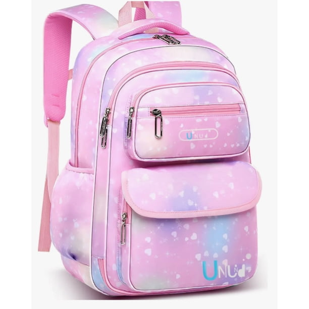 Mochila Escolar Kawaii Para Niñas De Primaria Secundaria Gran Capacidad Con Apertura 180grados Modelo Rosado