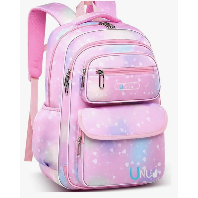 Mochila Escolar Kawaii Para Niñas De Primaria Secundaria Gran Capacidad Con Apertura 180grados Modelo Rosado