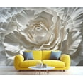 thumbnail image 2 of Stereo White Roses Flowers Wall Mural, Relief Art 3D Wallpaper, Nordic Modern Luxury Wall Sticker Wall Decor For Bedroom Living Room Children's Room 59"W x 39.4"H (Not Peel and Stick), 2 of 6