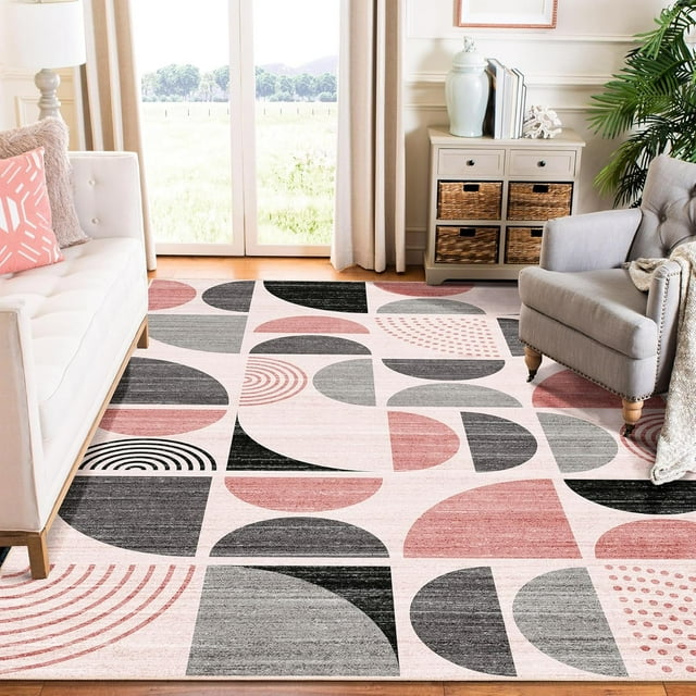 Boho Rug Washable x Area Rugs for Bedroom Entryway Living Room Bedside Small Throw Floor Carpet Non Slip Soft Indoor Modern Abstract Bohemian Orange
