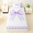 thumbnail image 3 of Erosebridal Light Purple Gingham Bow Twin Sheet Sets, Purple Bow Bedding for Women Girls, 3-Piece, 3 of 5