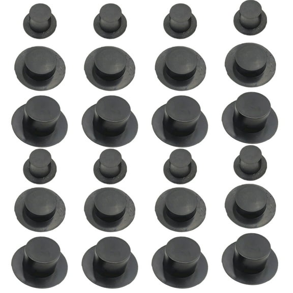 Gymnture 60 Pcs Christmas Snowman Hat Mini Black Top Hats for DIY Crafts (Mixed Style)