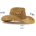 thumbnail image 4 of Cowgirl Hat,Straw Cowgirl Hat,Cowgirl Straw Hats for Women,for Beach, Travel and Outdoor,Designed to Fit 22.83 Inch Head, 4 of 8