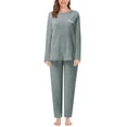 thumbnail image 2 of DuoJiaJ Warm Pajamas For Women Fuzzy Pajama Sets Cozy Fleece Oversized Pullover Pants Sets Loungewear 2 Piece Women's Pajamas Sets Grey, 2 of 4