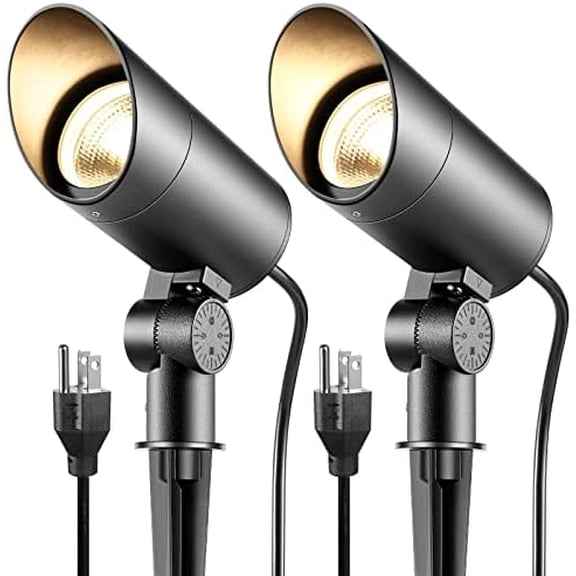 30W LED Spotlight Outdoor 120V Waterproof Spot Light 3000LM Ultra Bright Spot Lights Outdoor Warm White Landscape Lighting with 5FT Cord with Plug for Flag Pole Tree Yard Garden(2pack)