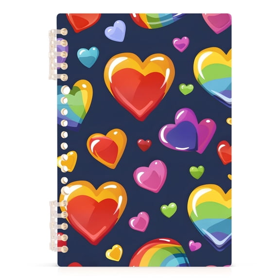 Rainbow Hearts Spiral Journal Notebook College Ruled Notebook 8.3" x 5.7" A5 Lined Thick Paper Page