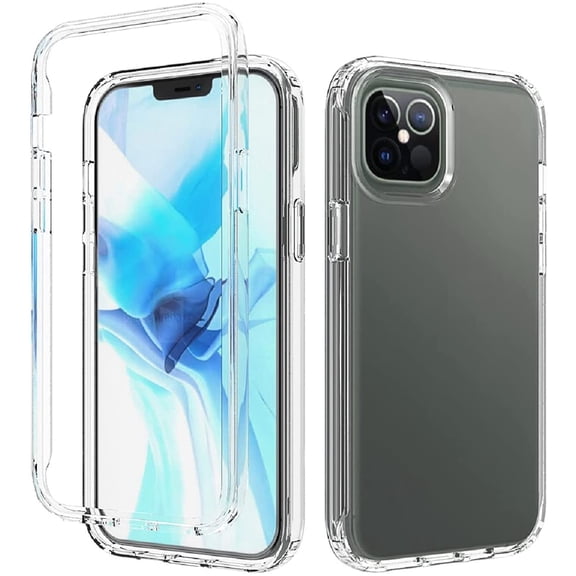 navor Compatible for iPhone 12 Case/12 Pro 6.1” Shockproof Full Body Protective Clear Case [2-Pack iPhone 12/12 Pro Screen Protectors Tempered Glass]