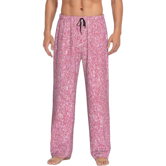 Fotbe Glitter Pink Pantalones de Pijama para Hombre, Pantalones de Dormir, Pantalones de Casa con Cintura Ajustable y Bolsillos-Large