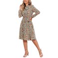 thumbnail image 4 of INSPIRE CHIC Vestido Midi Vintage de Flores con Cinturón y Mangas Largas de Chifón con Cuello de Lazo para Mujeres L Azul Amarillo, 4 of 6
