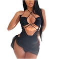thumbnail image 1 of Women's V Neck One Piece Swimsuit, Tummy Control Bathing Suits with Full Coverage, Modest Swim Dress for Beach Vacation Pool Summer, 1 of 6