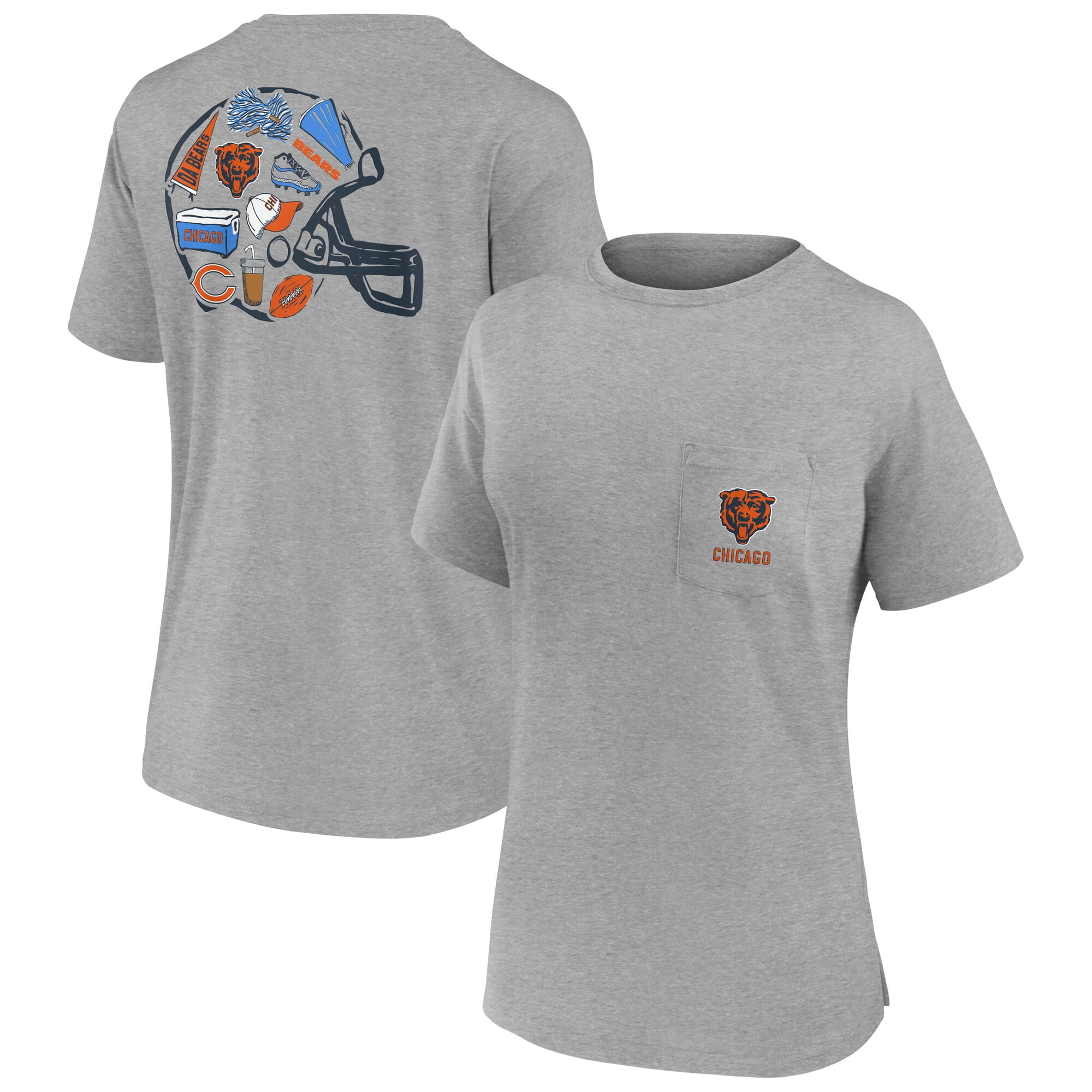 Women's Fanatics Heather Gray Chicago Bears Southern Prep Short Sleeve T-Shirt