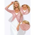 thumbnail image 2 of DARING DIVA Floral Lace Shrugs 3/4 Sleeves Elegant Bolero Cardigan M Pink, 2 of 6