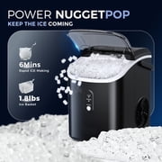 Simzlife 35lbs/24H Nugget Ice Maker Countertop,Portable Ice Maker Machine with Auto-Cleaning, Black